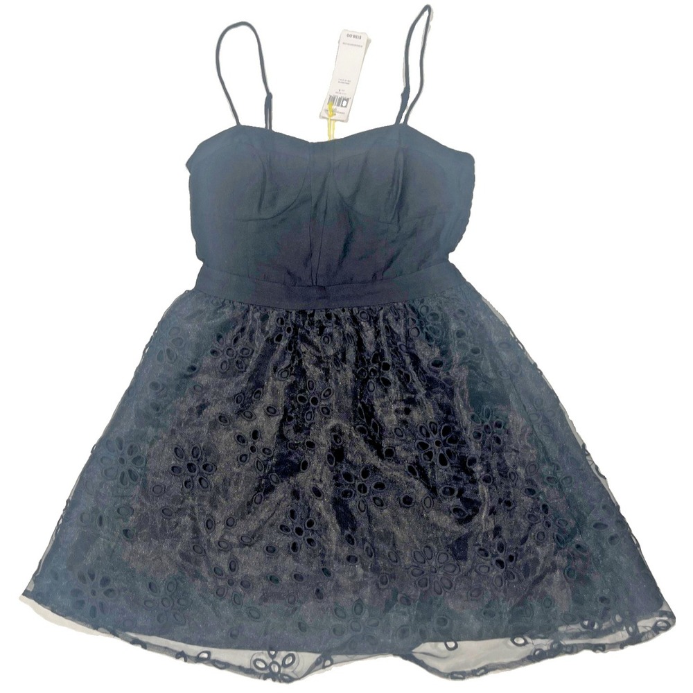 BCBGeneration Black Eyelet Lace Floral Dress UNM6Y024-001 Womens Size S NWT